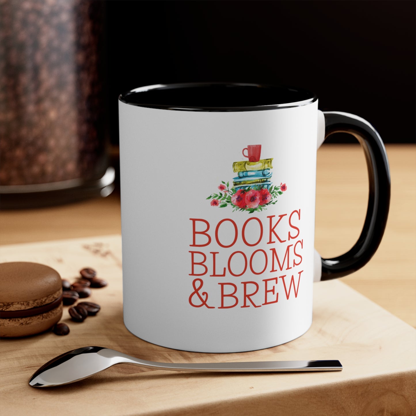 Books, Blooms & Brew Coffee Mug, 11oz - FREE U.S. SHIPPING