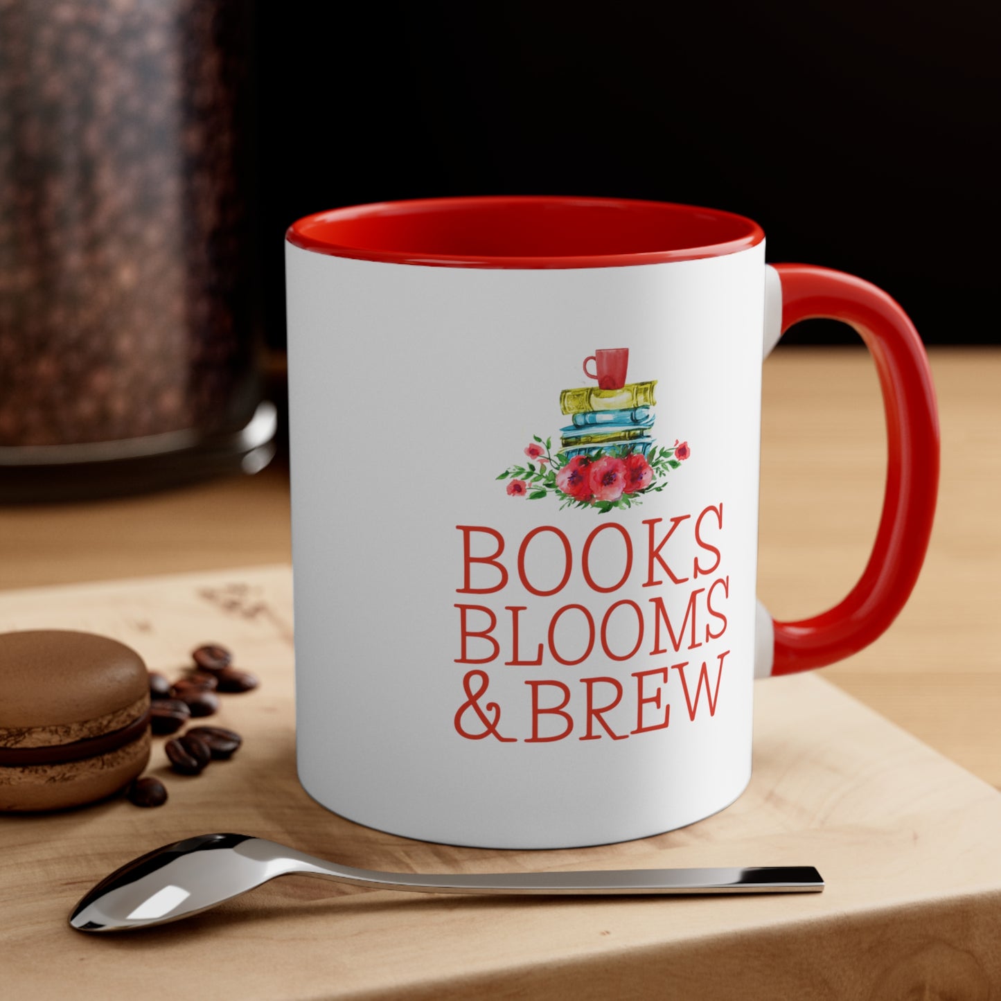 Books, Blooms & Brew Coffee Mug, 11oz - FREE U.S. SHIPPING